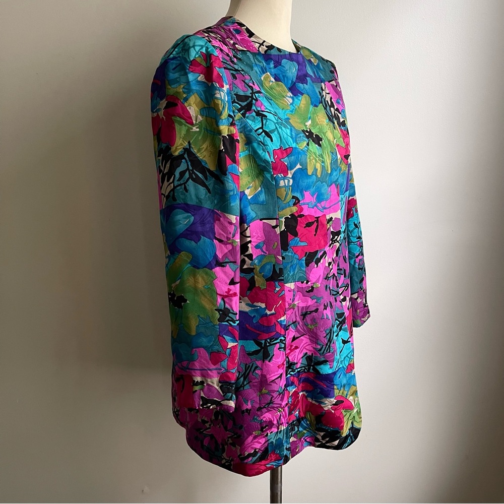 Anne Crimmins Umi Collection Silk Jacquard Floral Evening Blazer Jacket 10 - Picture 4 of 11